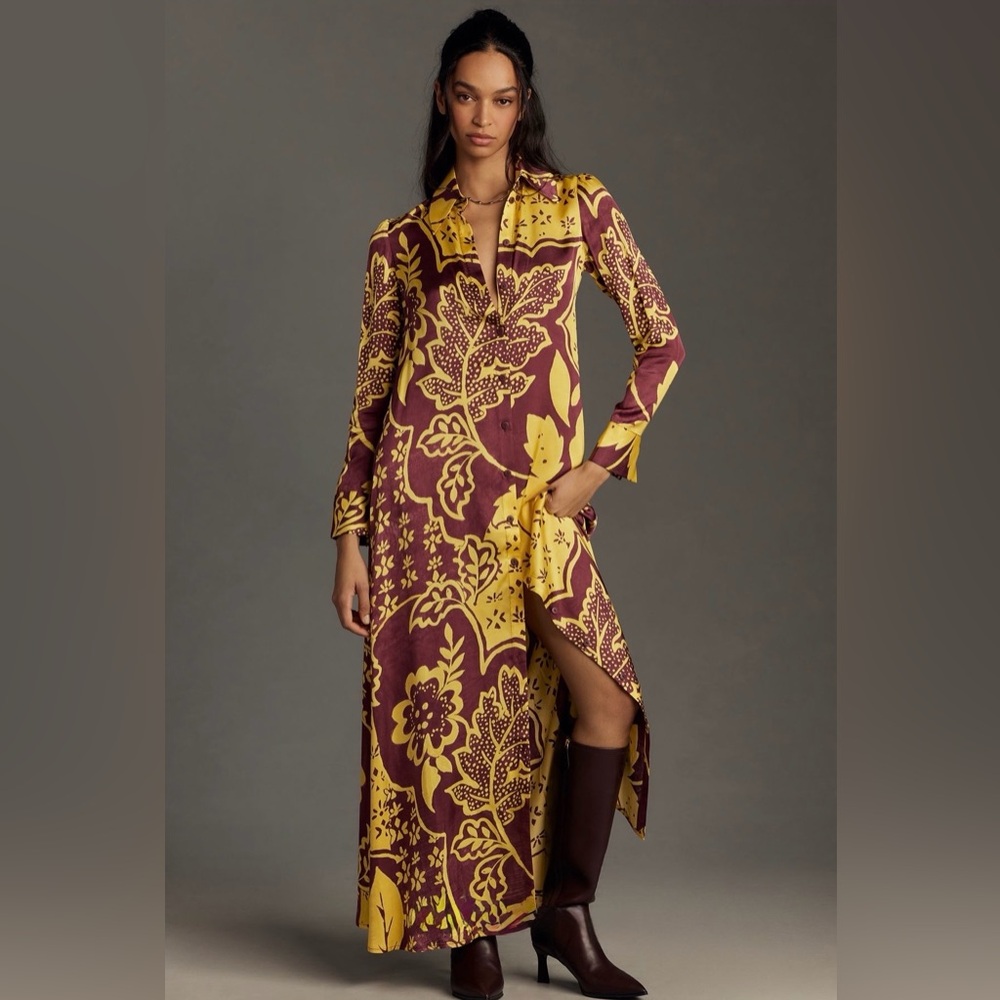 Corey Lynn Calter Long-Sleeve Printed Shirt Dress